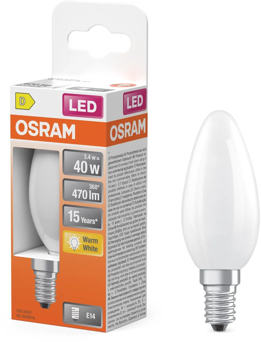 Osram LEDSCLB40 3,4W E14 Warm Wit Mat - 1 Stuk