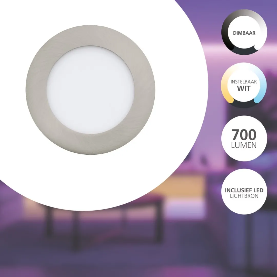 EGLO connect.z Fueva-Z Smart Inbouwlamp - Ø 12 cm - Grijs/Wit - Instelbaar wit licht - Dimbaar - Zigbee
