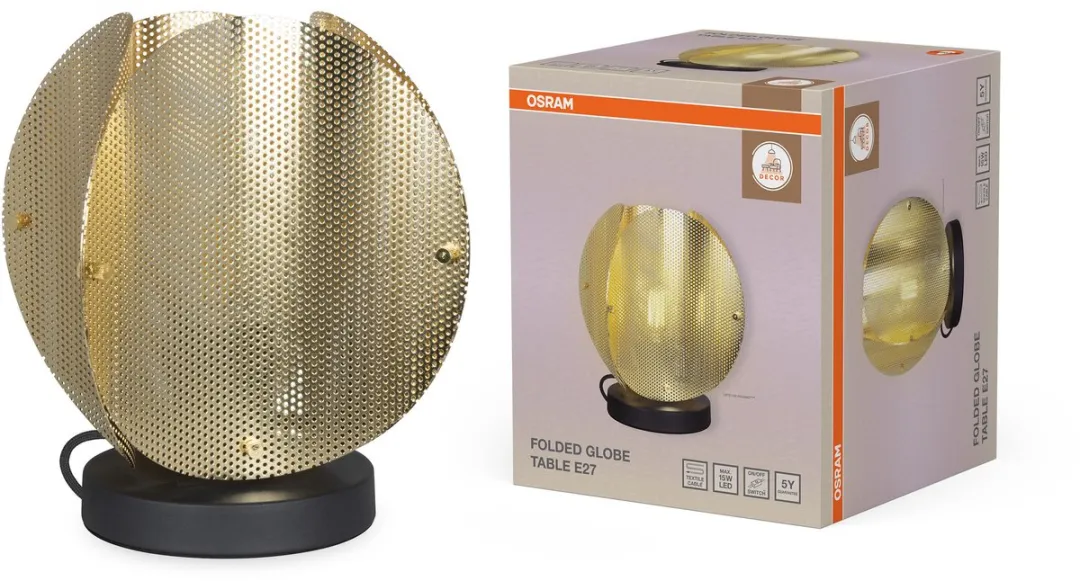 Osram Decor Folded Globe Tafellamp E27 - 260mm - Goud