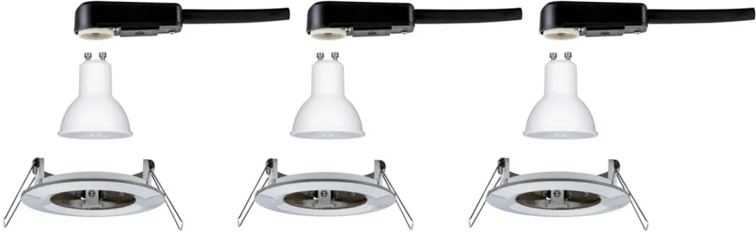 Paulmann Nova Basisset LED-inbouwlamp 3x6,5W 460lm 2700K - Staal geborsteld - afbeelding 6 van 6