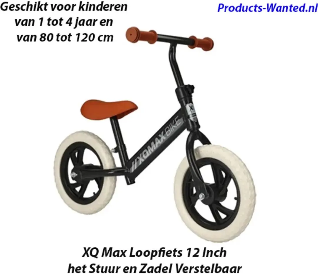 XQMax Loopfietsje 12 Inch - Zwart - afbeelding 5 van 6