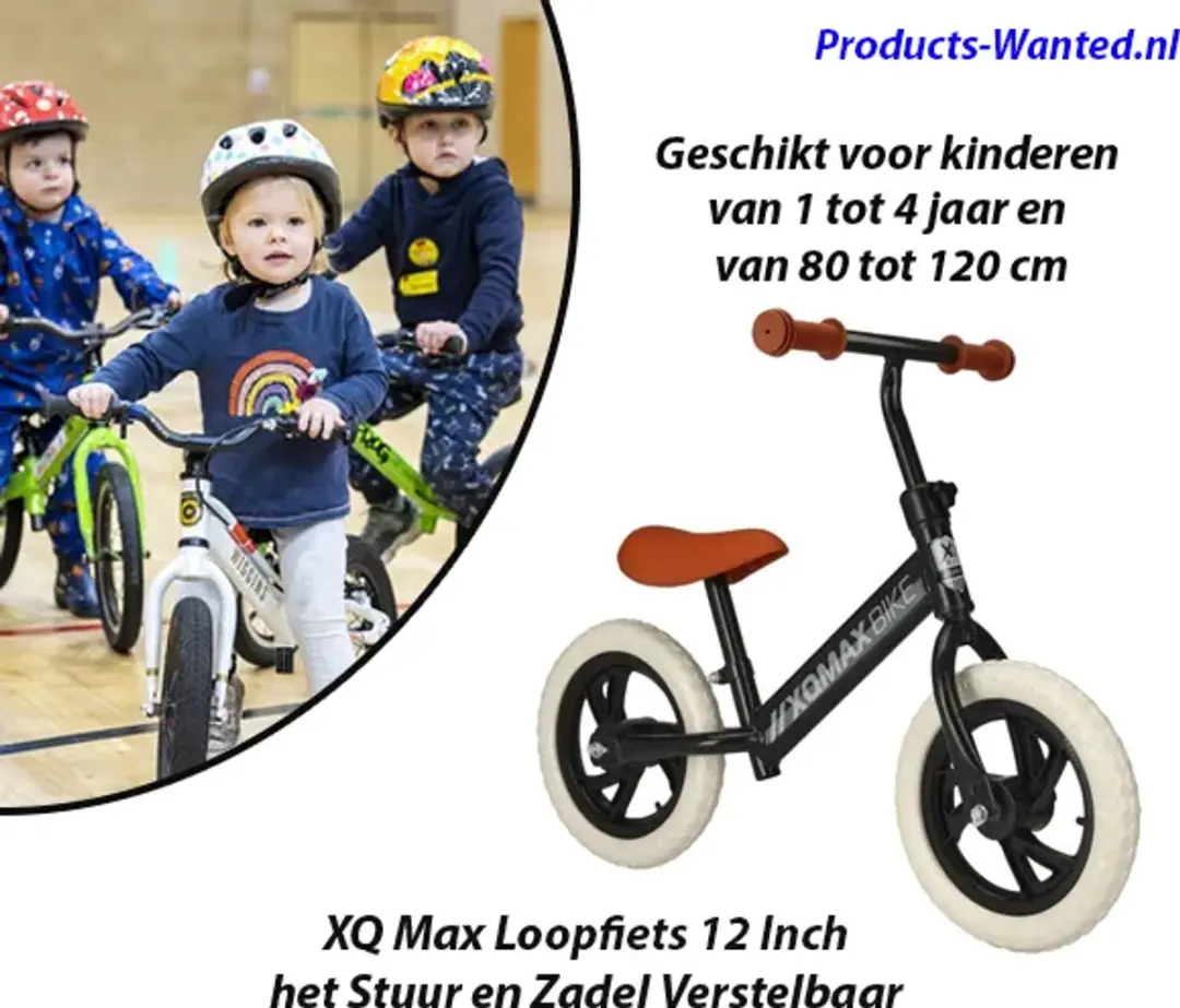 XQMax Loopfietsje 12 Inch - Zwart - afbeelding 6 van 6