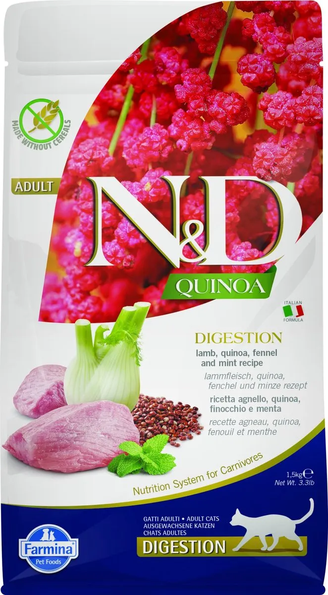 Farmina N&D Quinoa Digestion Adult Kattenvoer - Lamb - 1,5 kg