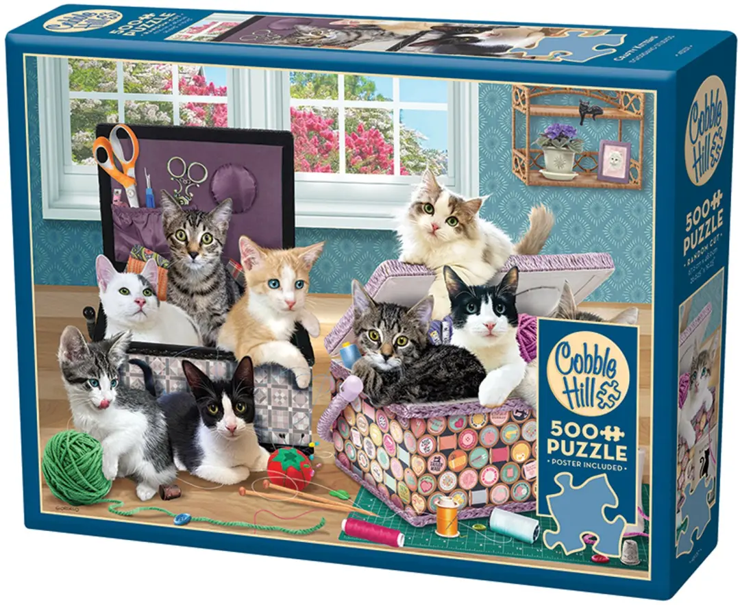 Cobble Hill Crafty Kittens Legpuzzel - 500 stukjes - afbeelding 2 van 2