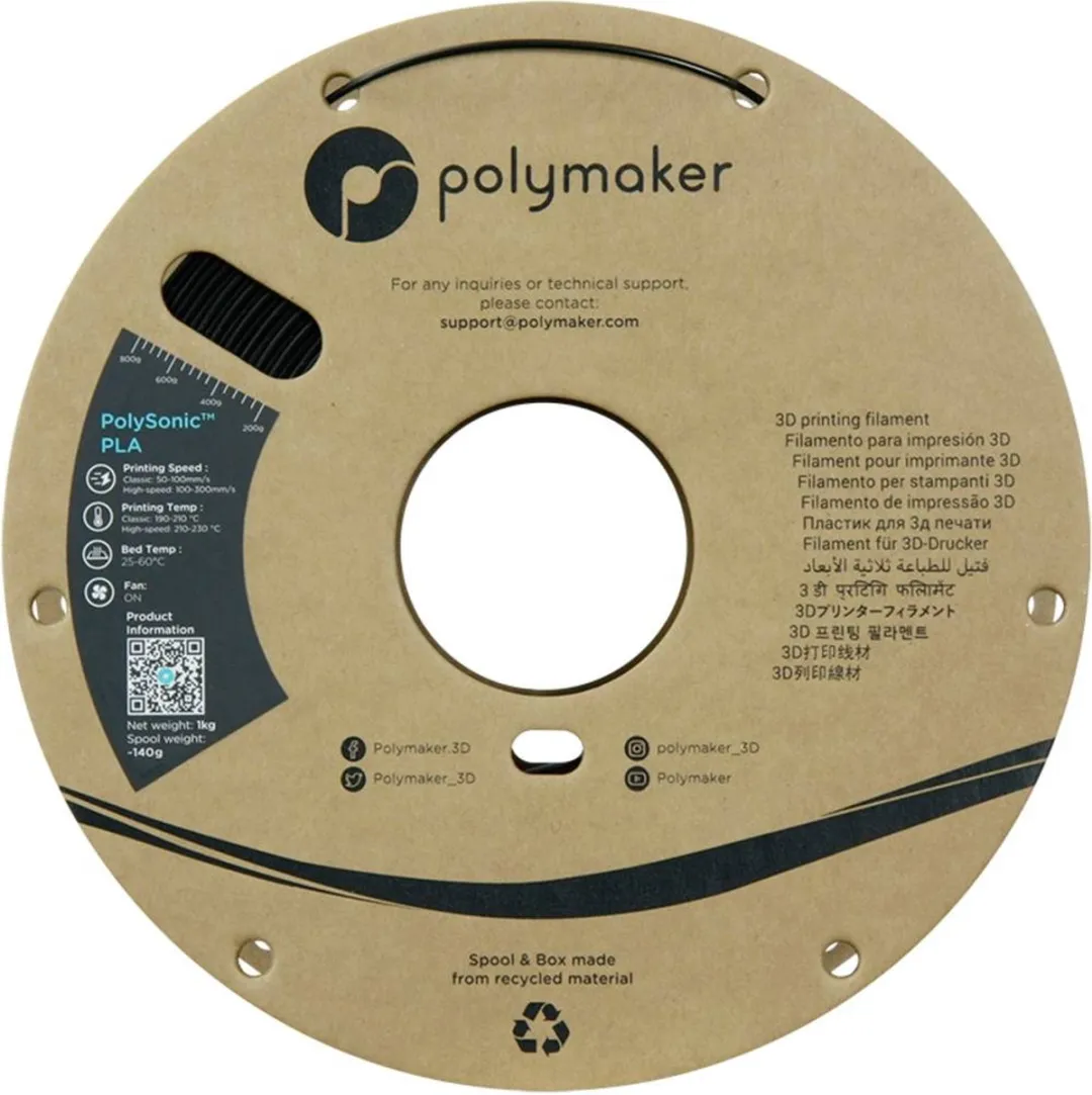 Polymaker PA12002 Filament PLA 1.75mm 1000g - Zwart