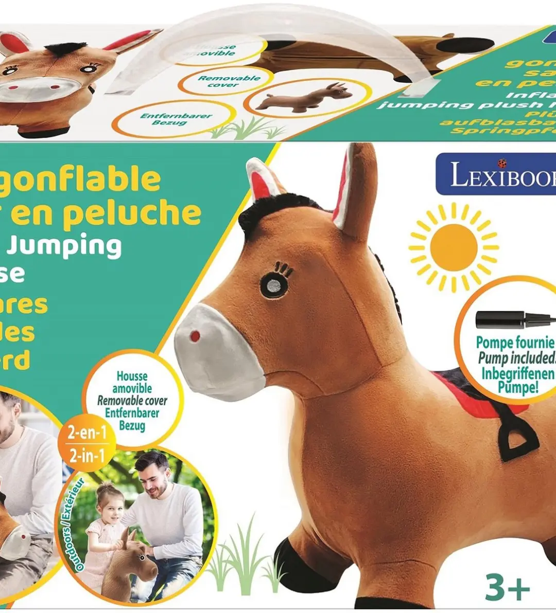 Lexibook Opblaasbaar Springend Pluche Paard - Bruin - afbeelding 4 van 6