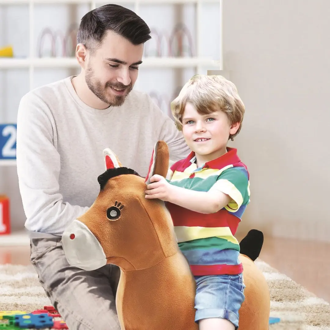 Lexibook Opblaasbaar Springend Pluche Paard - Bruin - afbeelding 3 van 6