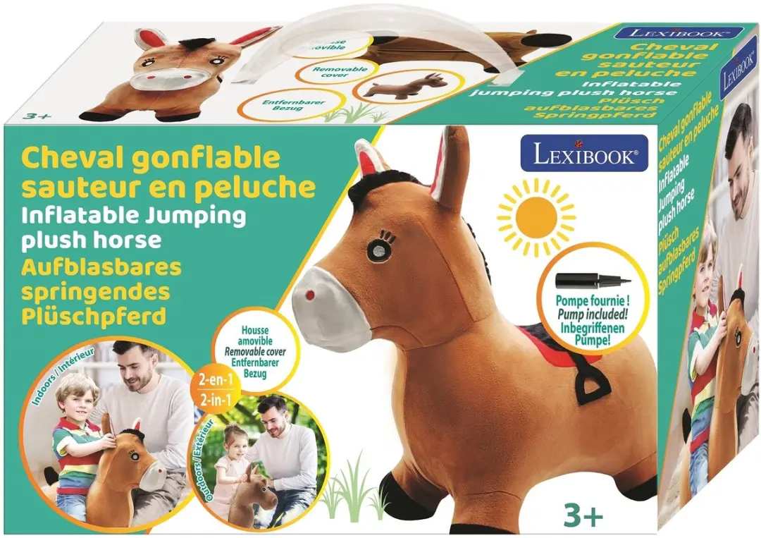 Lexibook Opblaasbaar Springend Pluche Paard - Bruin - afbeelding 5 van 6