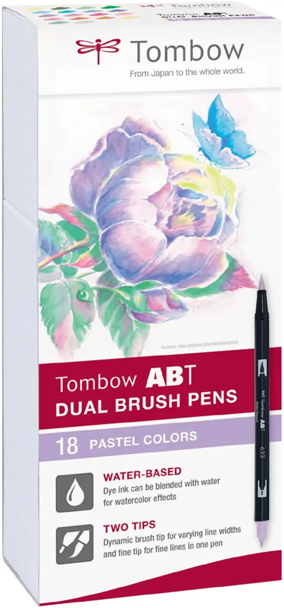Tombow ABT Dual Brush Tekenpennen - Set van 18 - Pastel - afbeelding 6 van 6