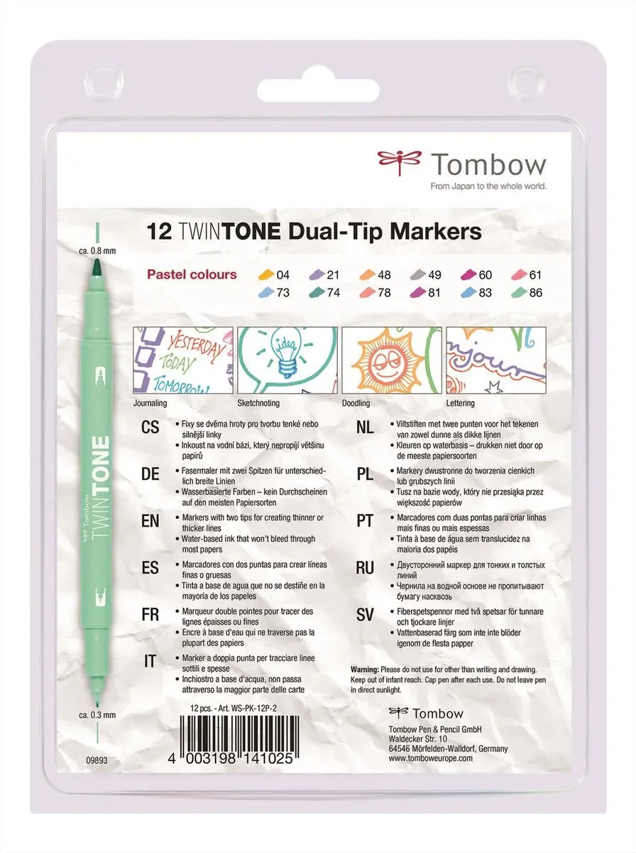 Tombow TwinTone Marker Set Pastel Colours - 12 stuks - afbeelding 6 van 6