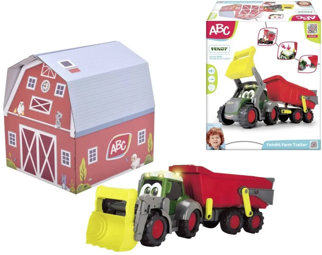 Dickie Toys ABC Fendt Tractor met Farm Trailer