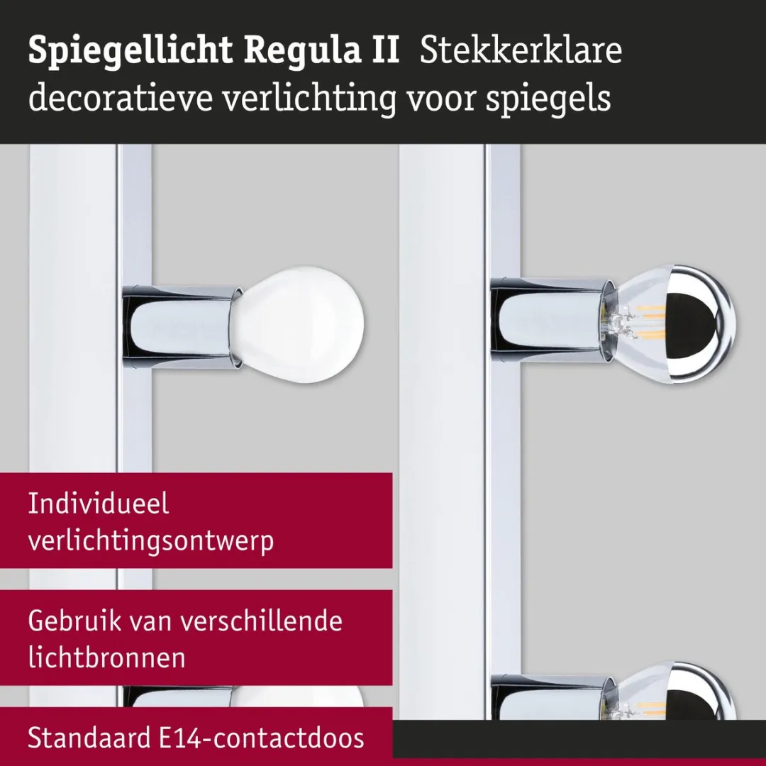 Paulmann LED Spiegellamp Regula II E14 4x40W - Chroom