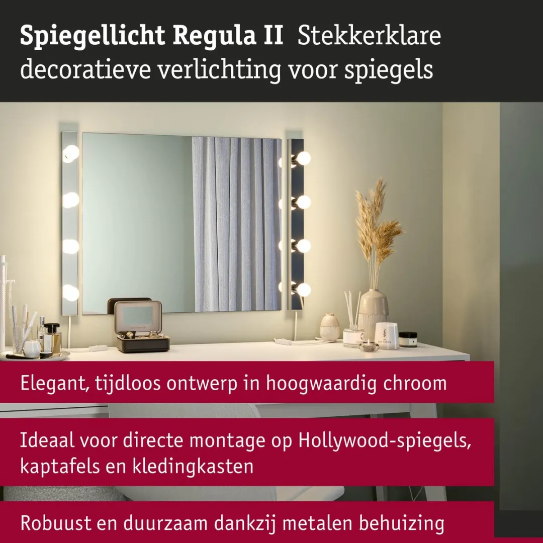 Paulmann LED Spiegellamp Regula II E14 4x40W - Chroom - afbeelding 6 van 6