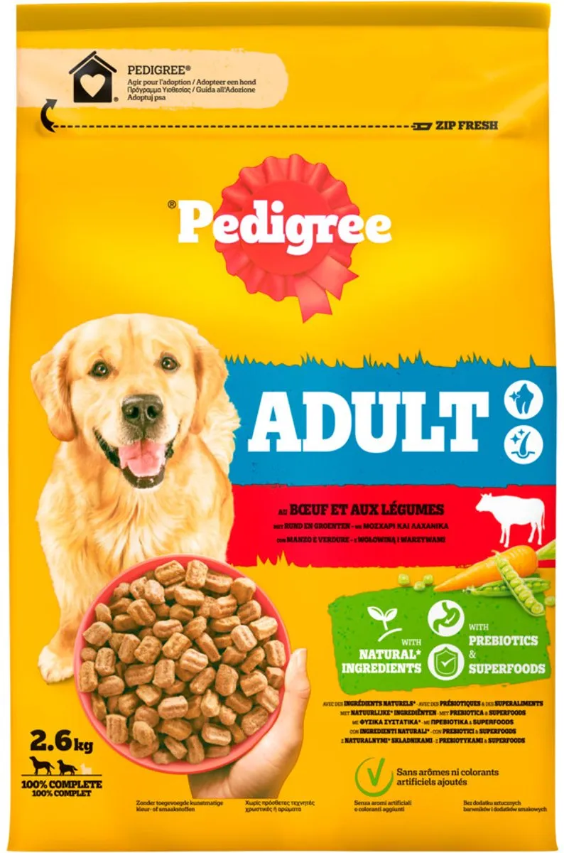 Pedigree Adult Hondenbrokken Rund en Groenten - 3 x 2,6 kg - Voordeelverpakking