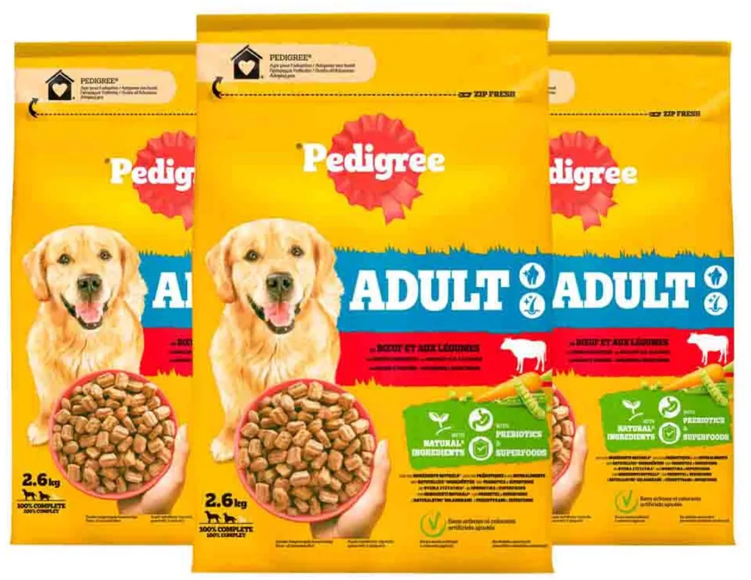 Pedigree Adult Hondenbrokken Rund en Groenten - 3 x 2,6 kg - Voordeelverpakking