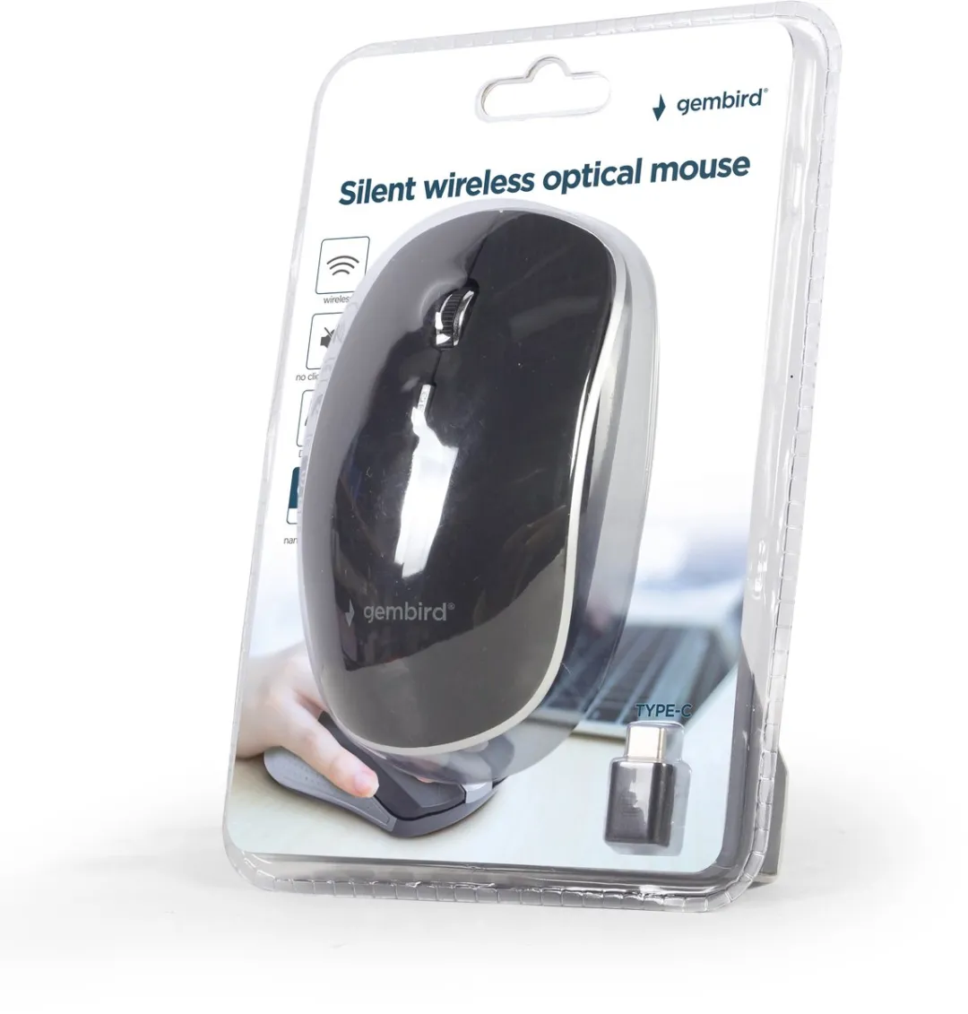 Gembird draadloze muis USB C -Ergonomische Muis Draadloos - Zwart