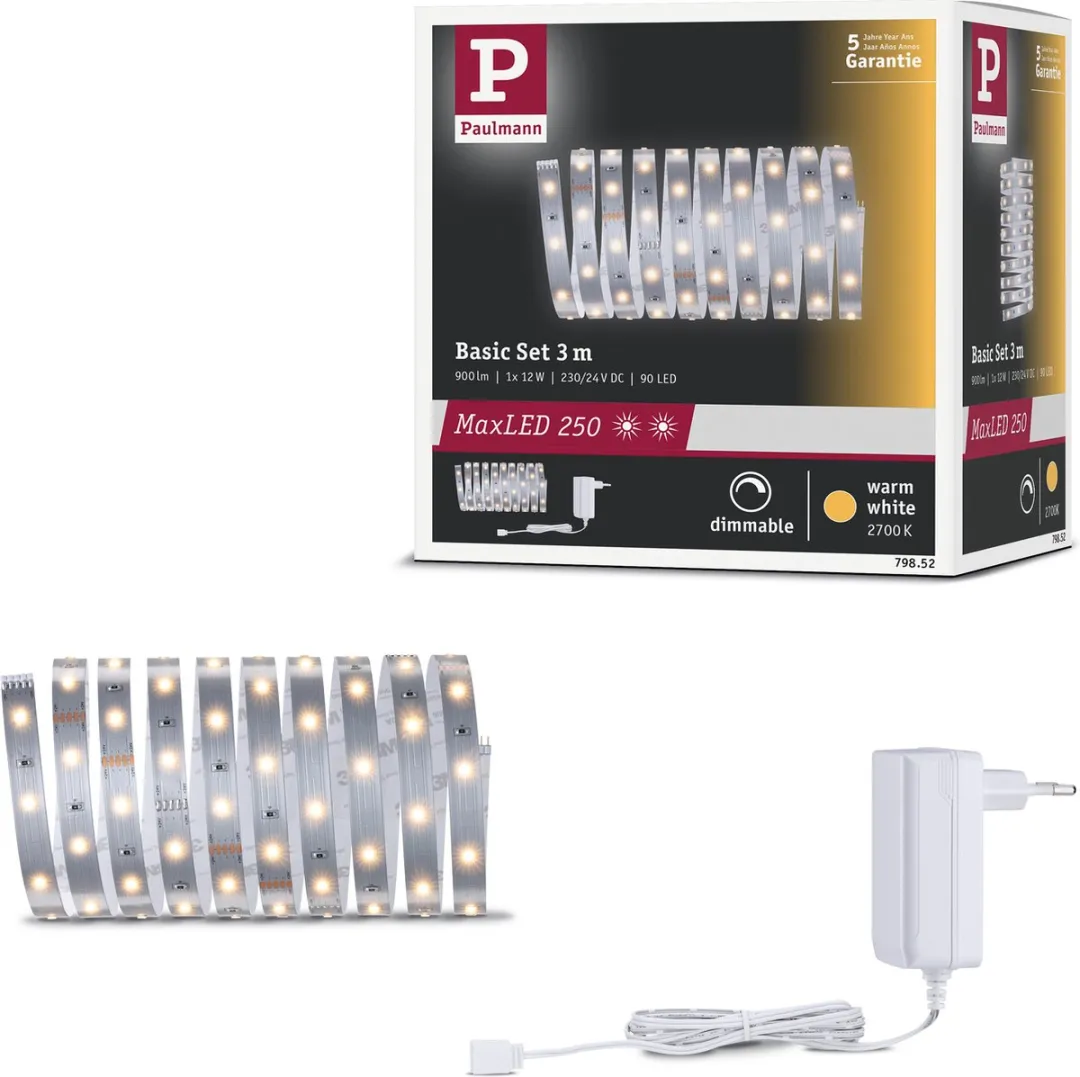 Paulmann MaxLED 250 Warmwit LED-strip 300cm - Zilver