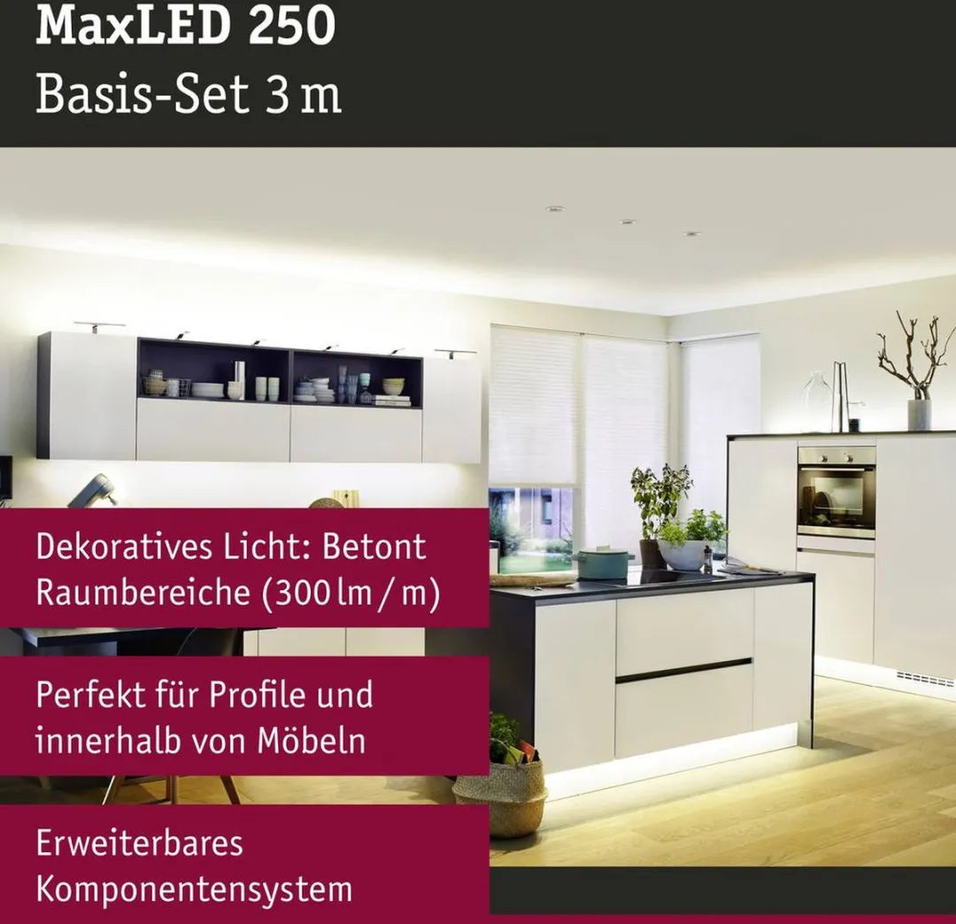 Paulmann MaxLED 250 Warmwit LED-strip 300cm - Zilver - afbeelding 6 van 6