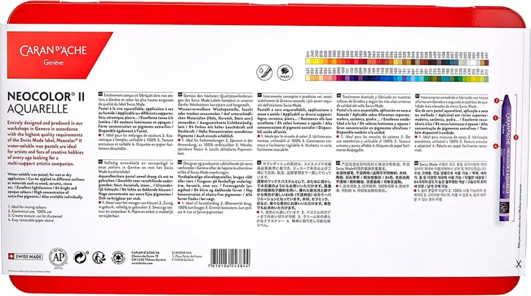 Caran d'Ache Neocolor II Wateroplosbare Wax Pastels - Set van 84 Kleuren - afbeelding 2 van 6