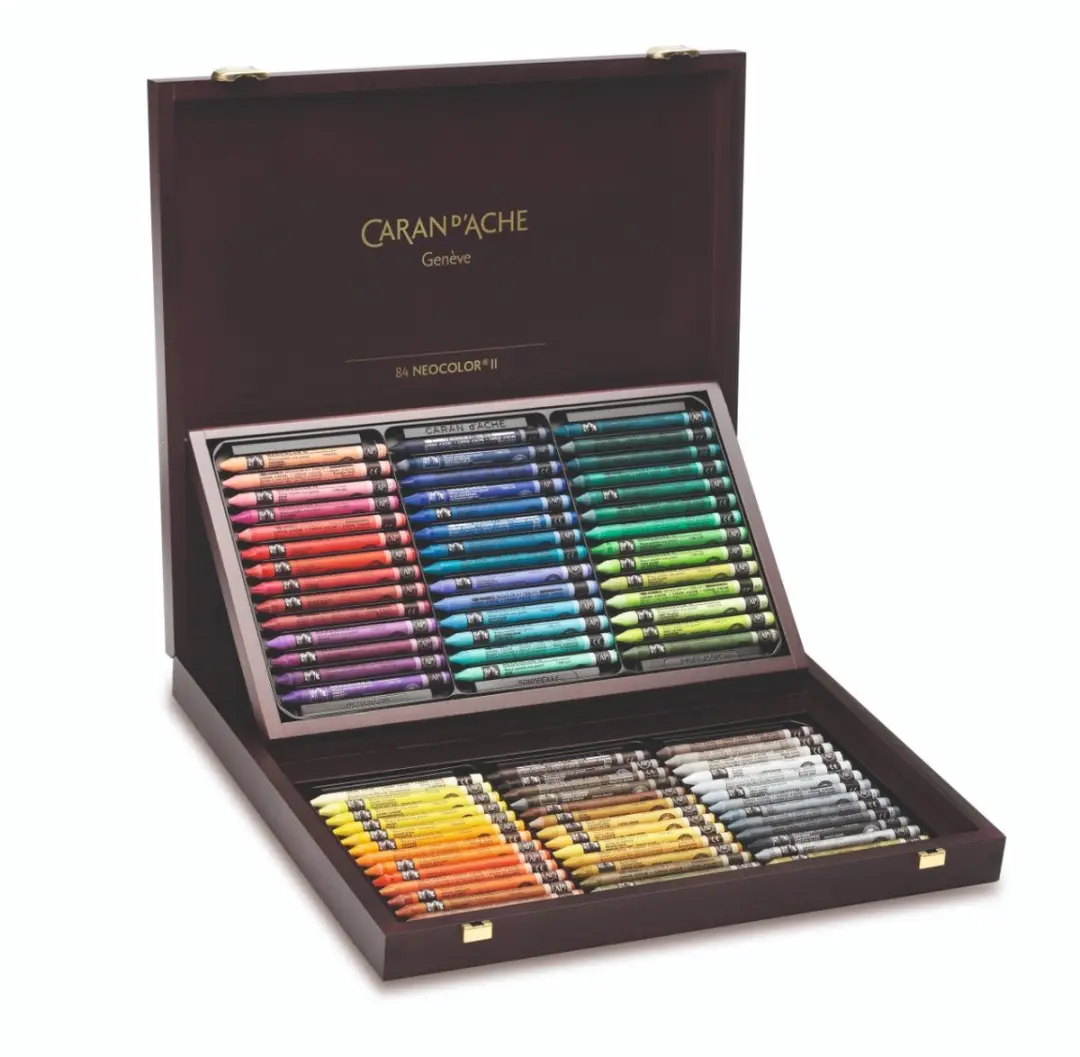 Caran d'Ache Neocolor II houten kist 84 kleuren