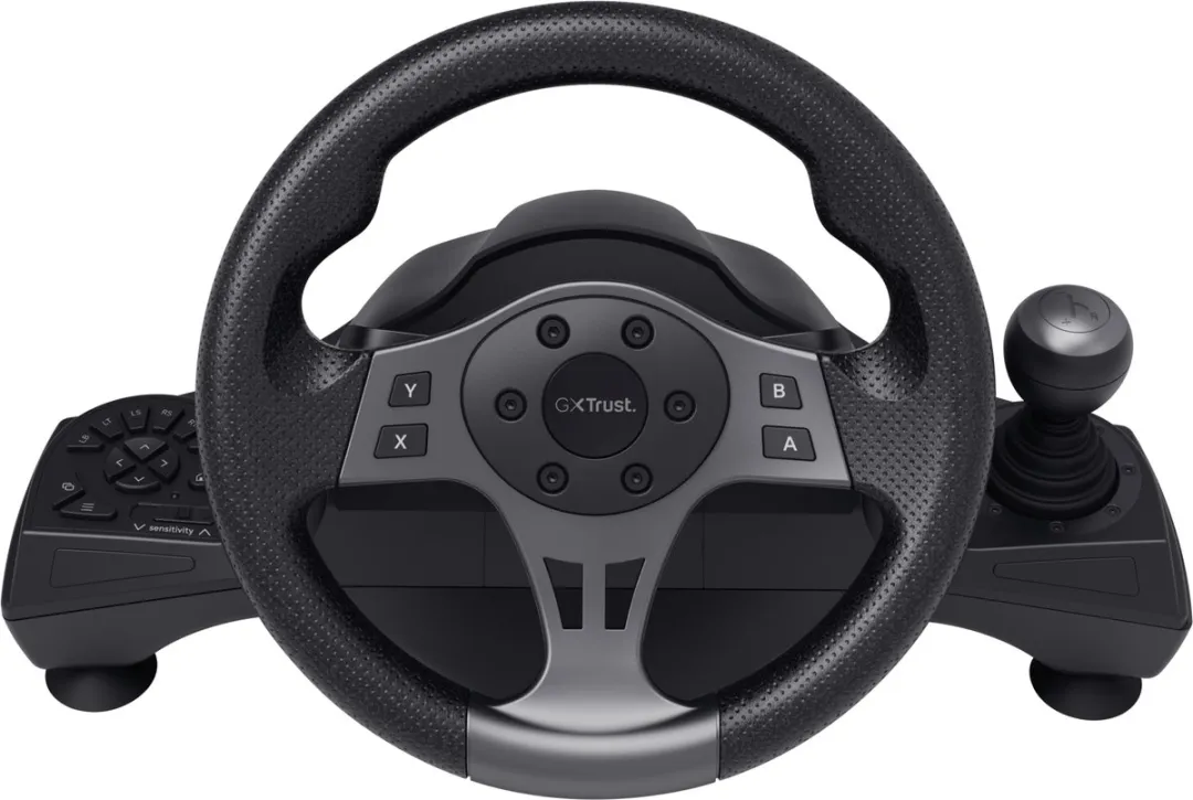 Trust GXT 289 Movi racestuur met trillingsfeedback en pedalen - Voor Xbox Series X/S, Switch en PS4 - Zwart