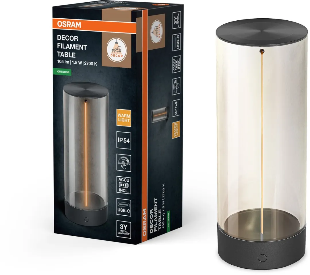 Osram Endura Style LED Tafellamp Filament 1,2W - 100lm - 2700K - Donkergrijs