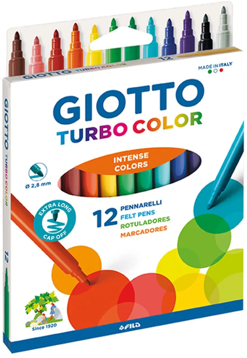 Giotto Turbo Color Junior Viltstiften - 12 Stuks - afbeelding 2 van 3