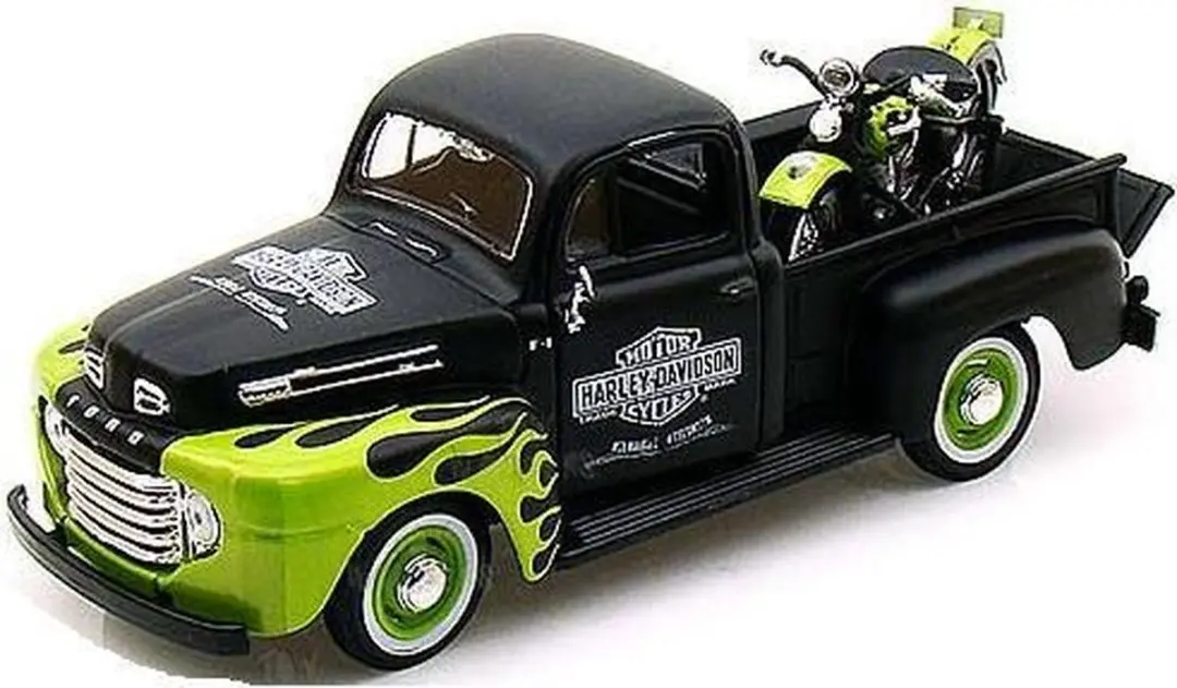 Ford F1 Pickup & Panhead Harley Davidson 1948 1-24 Maisto Zwart / Groen
