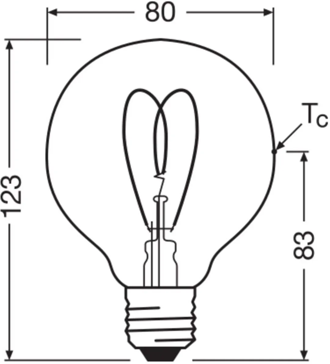 Osram Vintage 1906 LED E27 Globe Filament Heart 8W - 806lm - Zeer Warm Wit - afbeelding 6 van 6