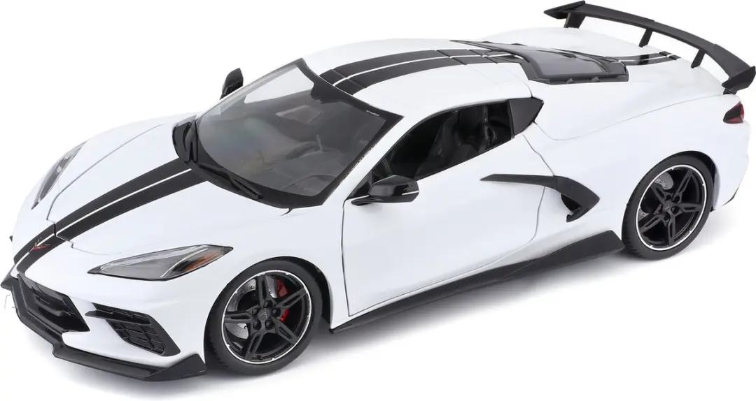 2020 Chevrolet Corvette Stingray Coupe (Wit/Zwart) (20 cm) 1/24 Maisto [Modelaut