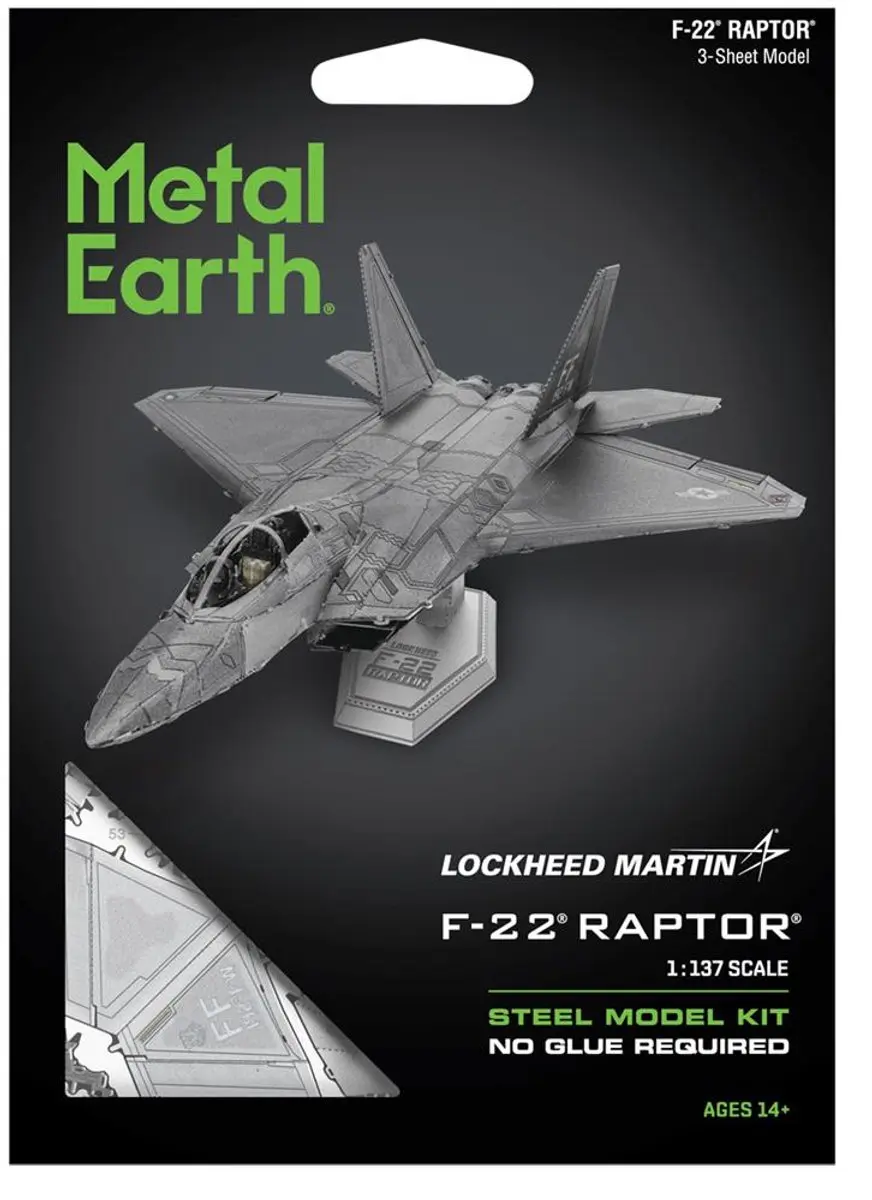 Metal Earth F-22 Raptor Vliegtuig Model 3D Metaal Bouwpakket