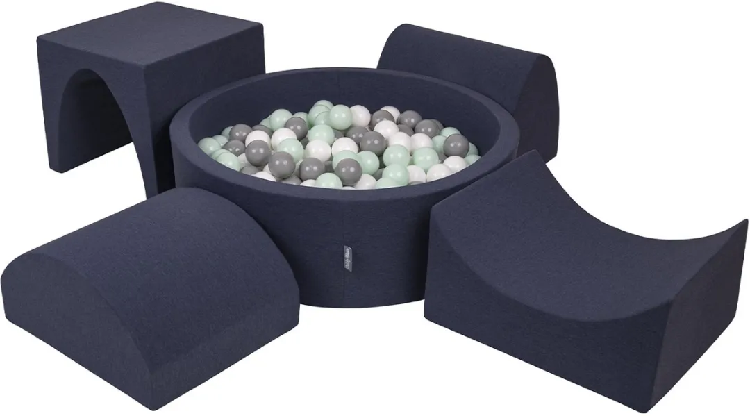 KiddyMoon Schuimspeelplaats Ballenbad 200 Ballen - 200 Stuks - Donkerblauw/Wit/Grijs/Mint