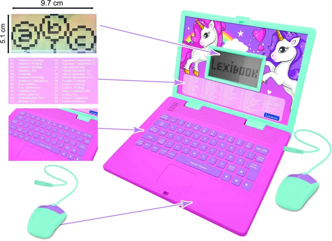 Lexibook Unicorn JC601UNIi1 Educatieve Laptop - Roze - afbeelding 2 van 6