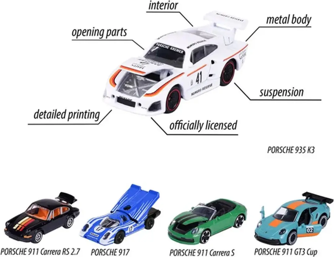 Majorette Porsche Sportwagens - 5 stuks - afbeelding 6 van 6