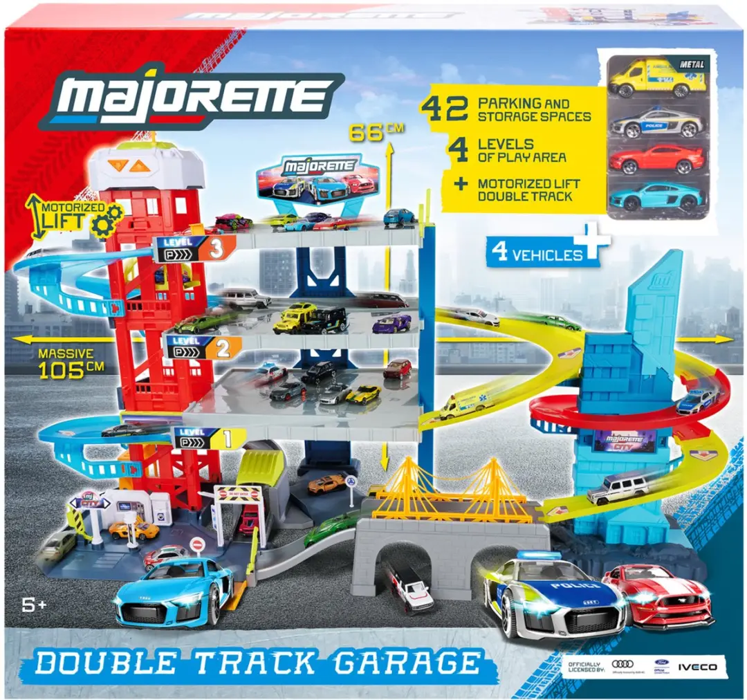 Majorette Speelgoedgarage met 4 verdiepingen - 4 auto's - afbeelding 2 van 6
