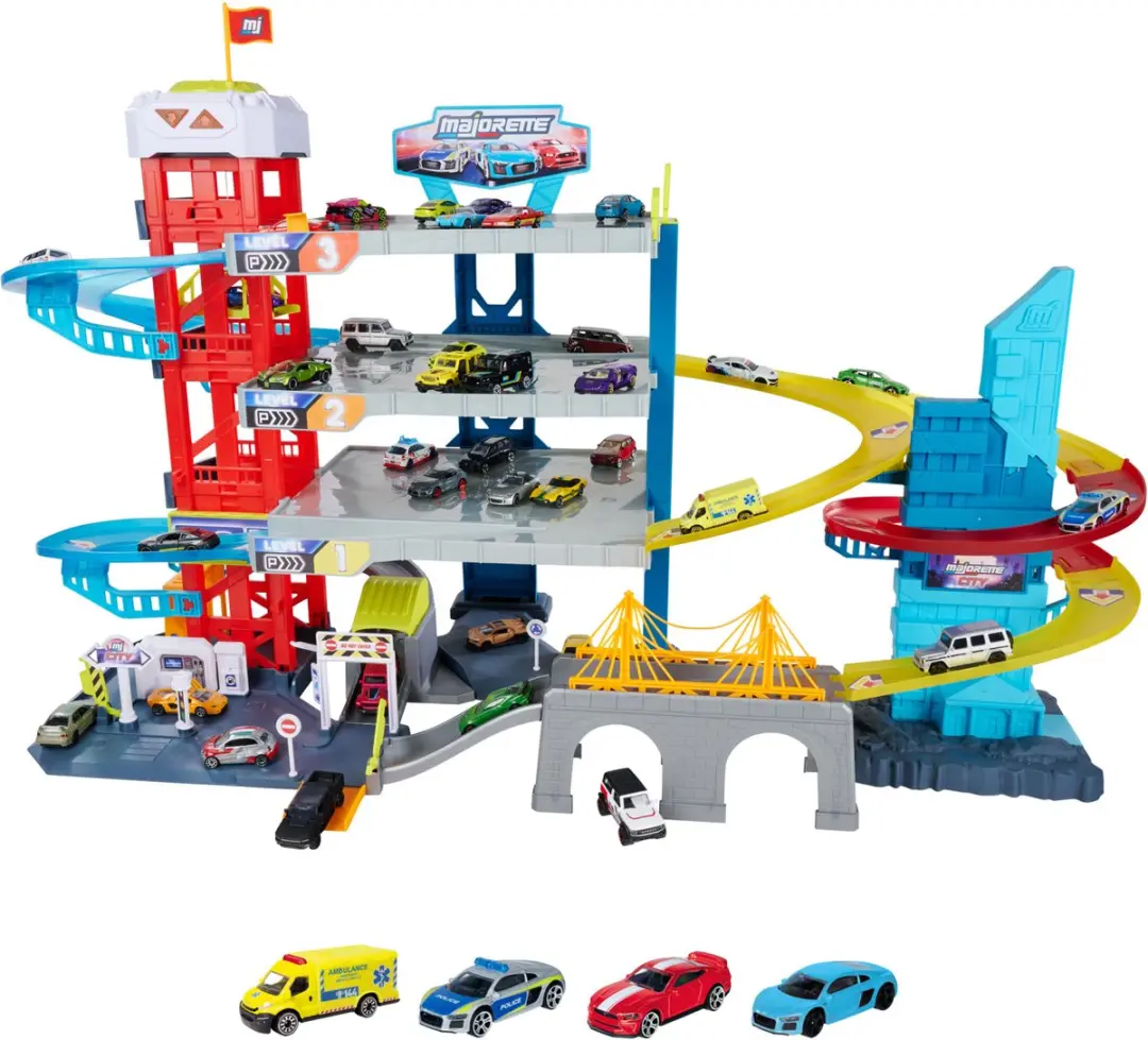 Majorette Speelgoedgarage met 4 verdiepingen - 4 auto's - afbeelding 4 van 6