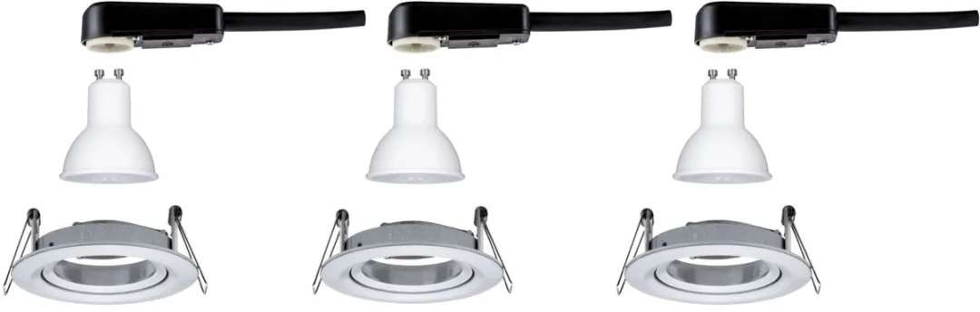 Paulmann Nova LED Inbouwlamp Basisset 3x6,5W 460lm 2700K - 84mm - Alu gedraaid - afbeelding 6 van 6