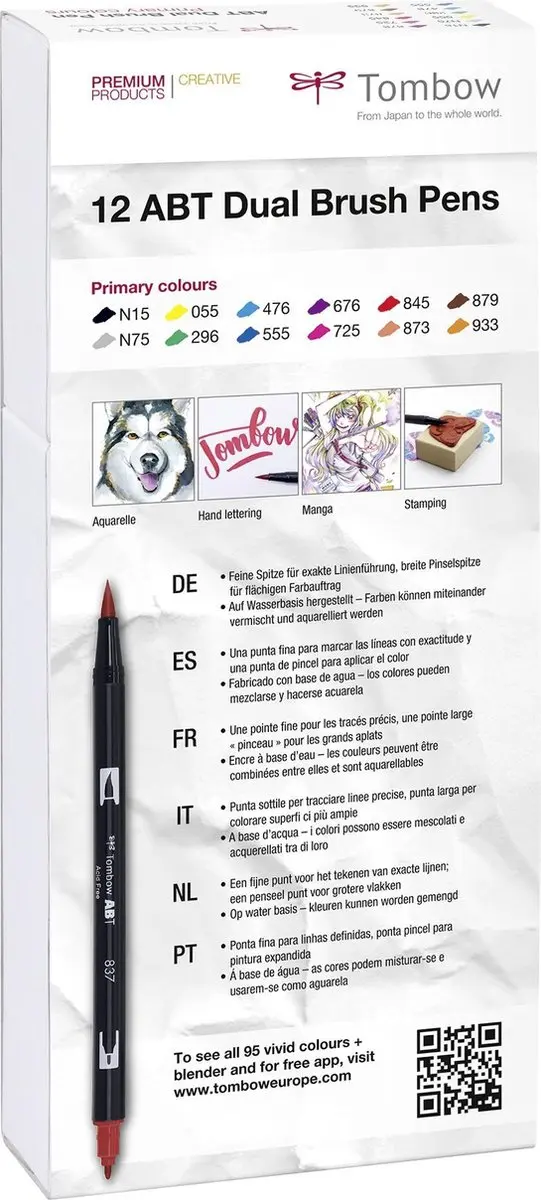 Tombow ABT Brushpennen Primaire Kleuren - 12x - afbeelding 6 van 6