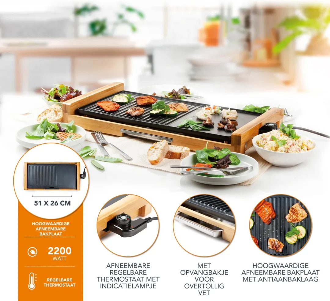 Domo DO8311TP Teppanyaki Grillplaat 60cm - 2200W