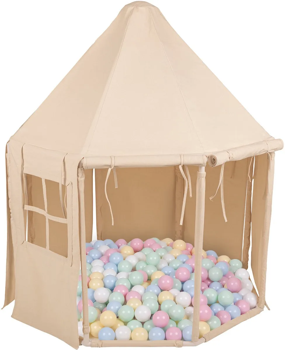KiddyMoon Speeltent 200 Ballen - Paviljoenvormig - Natuurlijke Kleuren
