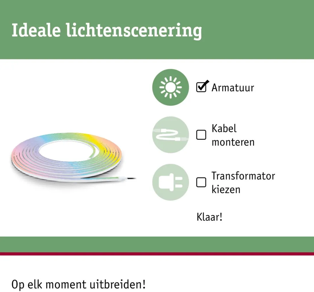 Plug & Shine LED Strip Smart Home Zigbee 3.0 Smooth Afzonderlijke strip IP67 RGBW+ 39W Wit