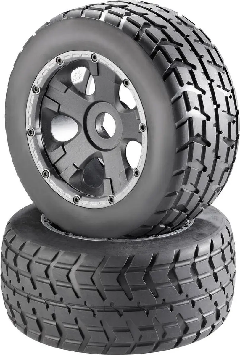 Reely 1:6 Buggy Complete wielen V-Block 5-spaaks Zwart 2 stuk(s)