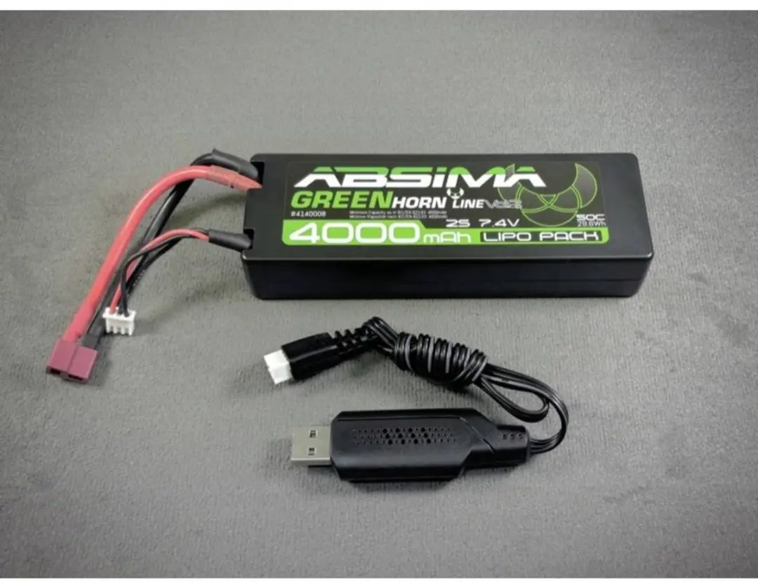Absima LiPo Accupack 7.4V 4000mAh Softcase T-stekkers - afbeelding 2 van 3