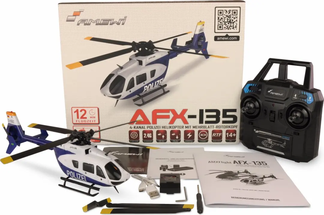 Amewi AFX-135 Polizei RC helikopter RTF - afbeelding 5 van 6