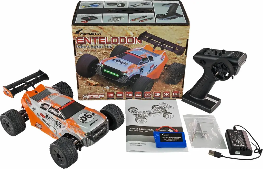 Amewi Entelodon Pro 22649 Truggy 1:18 RTR - Oranje/Zwart - afbeelding 5 van 6