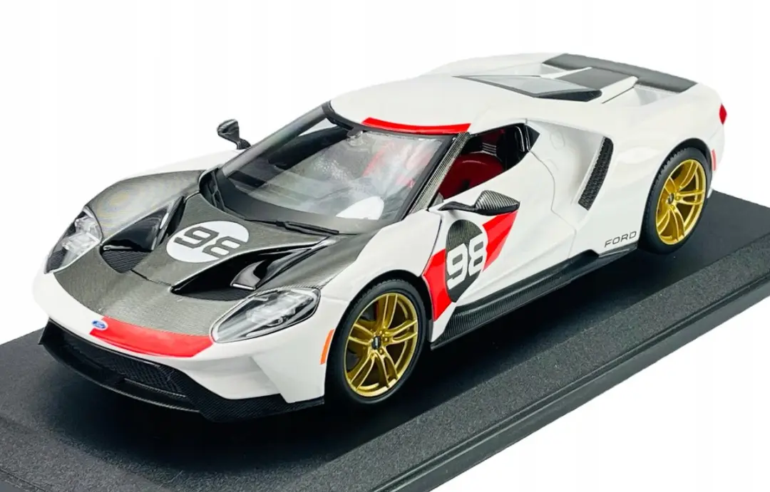 Maisto 2021 Ford GT Heritage Edition Wit Metaal 1:18 Model Auto