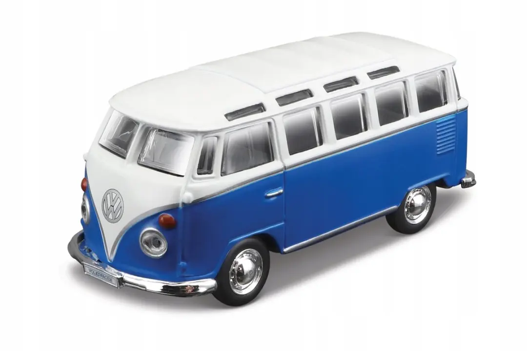 Maisto Powerracer Volkswagen Van Samba 4,5" Blauw Metallic