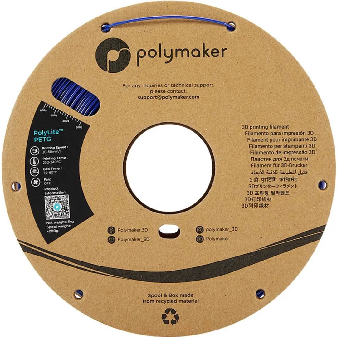 Polymaker PB01007 PolyLite Filament PETG Hittebestendig, Hoge treksterkte 1.75 mm 1000 g Blauw 1 stuk(s)