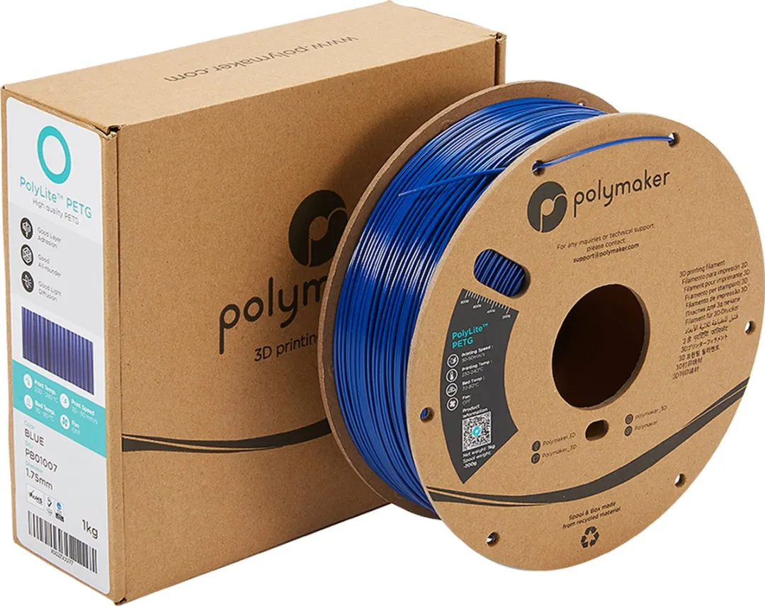Polymaker PB01007 PolyLite Filament PETG Hittebestendig, Hoge treksterkte 1.75 mm 1000 g Blauw 1 stuk(s)