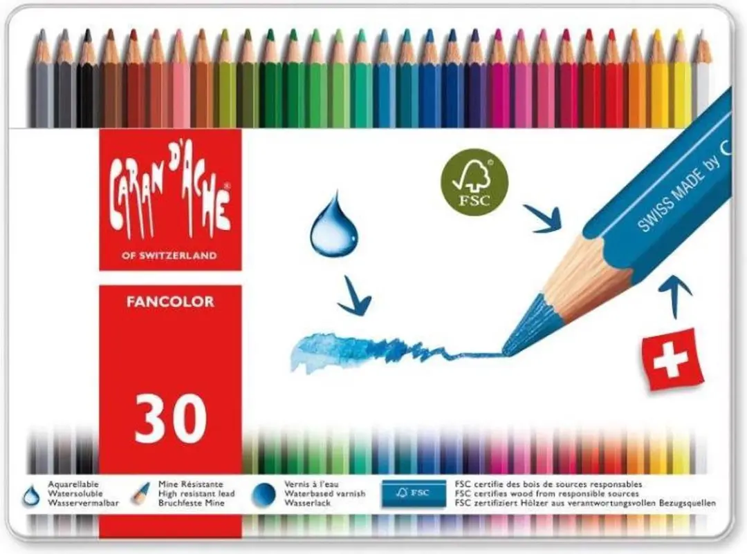 Aquarel Kleurpotloden Caran d'Ache Fancolor 30stuks assorti